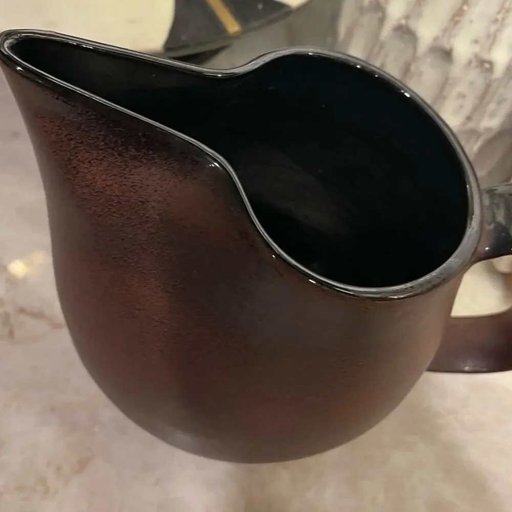Cara Espana Sangria pottery pitcher and cups matte brown